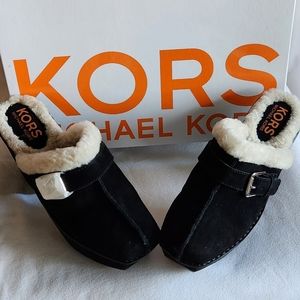Kors Michael Kors Winston Suede Shearling Buckle Platform Shoes NIB